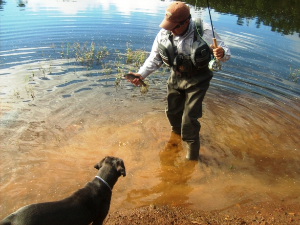 Juan Antonio Pérez pescando truchas silvestres