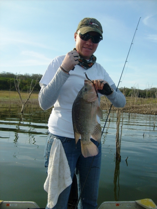 Tilapia pescada con un trick worm