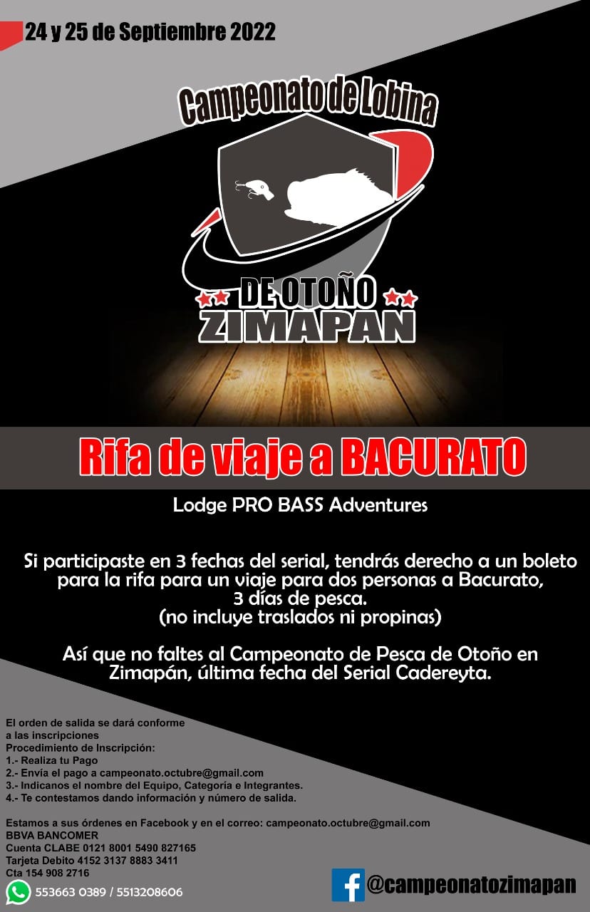 CAMPEONATO DE PESCA DE LOBINA DE OTOÑO 2022, PRESA ZIMAPAN