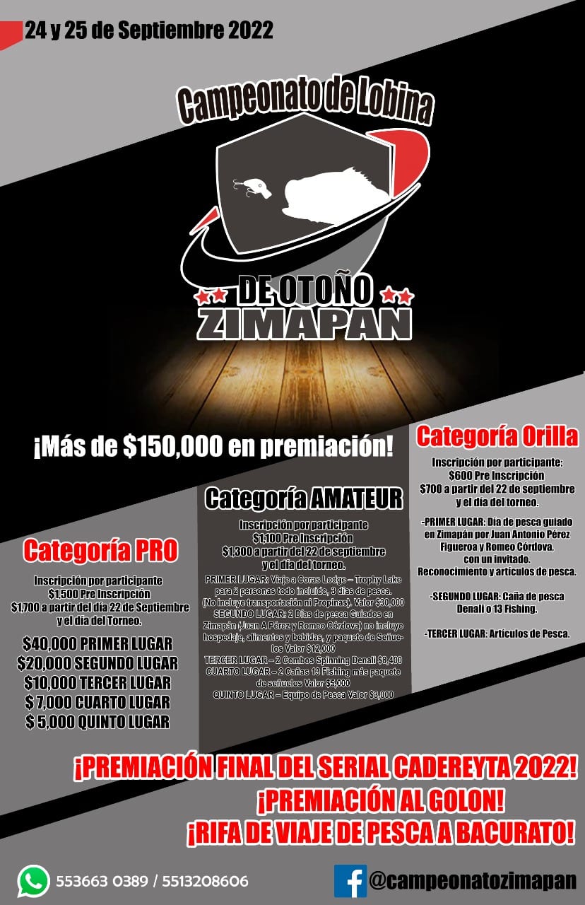 CAMPEONATO DE PESCA DE LOBINA DE OTOÑO 2022, PRESA ZIMAPAN