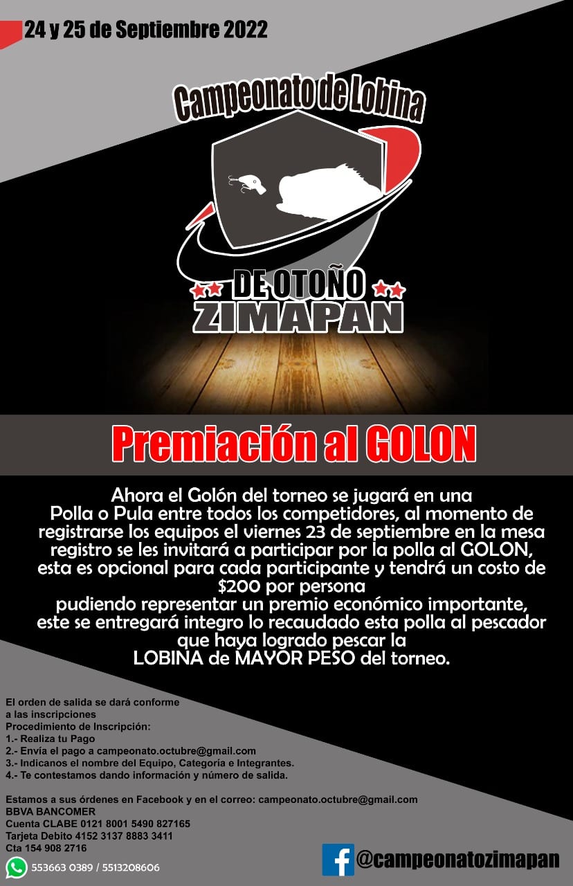 CAMPEONATO DE PESCA DE LOBINA DE OTOÑO 2022, PRESA ZIMAPAN