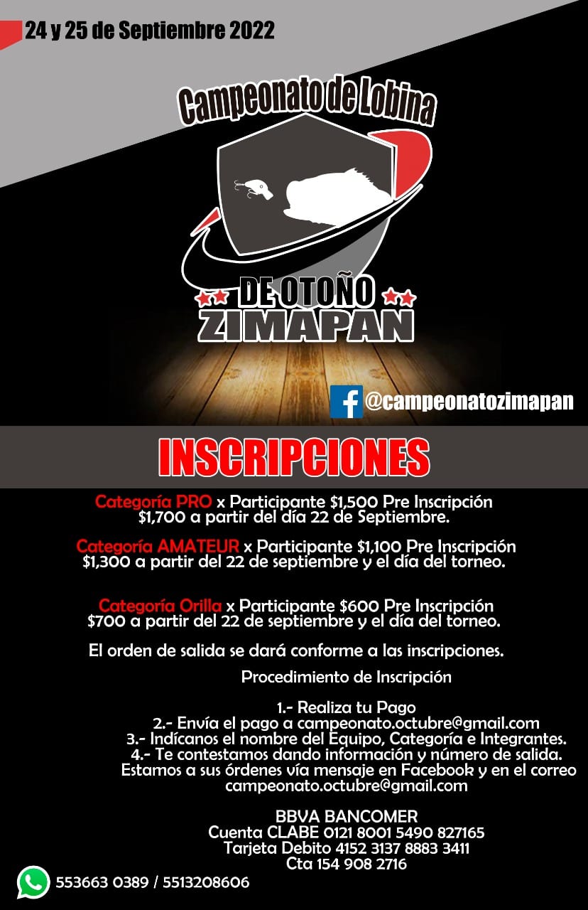 CAMPEONATO DE PESCA DE LOBINA DE OTOÑO 2022, PRESA ZIMAPAN
