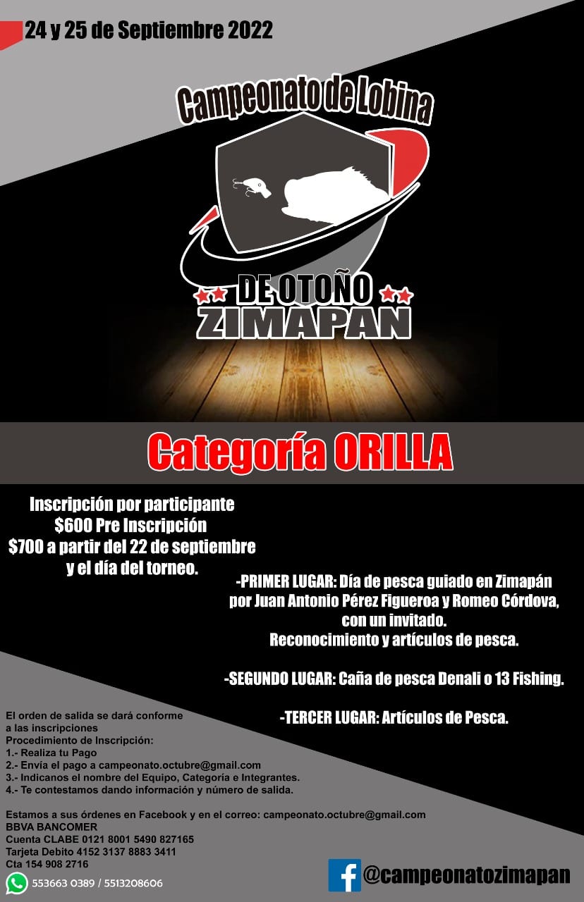 CAMPEONATO DE PESCA DE LOBINA DE OTOÑO 2022, PRESA ZIMAPAN