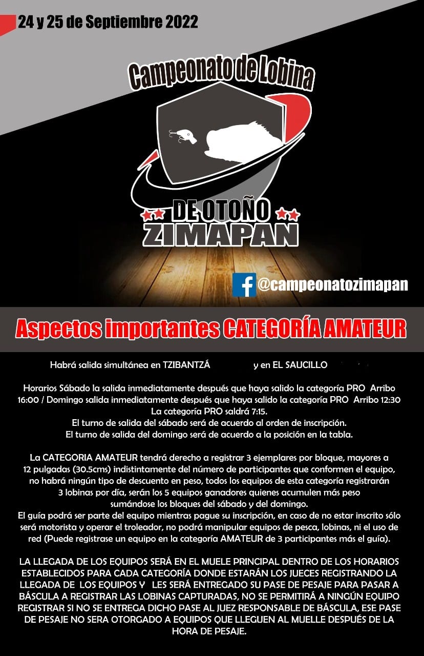 CAMPEONATO DE PESCA DE LOBINA DE OTOÑO 2022, PRESA ZIMAPAN