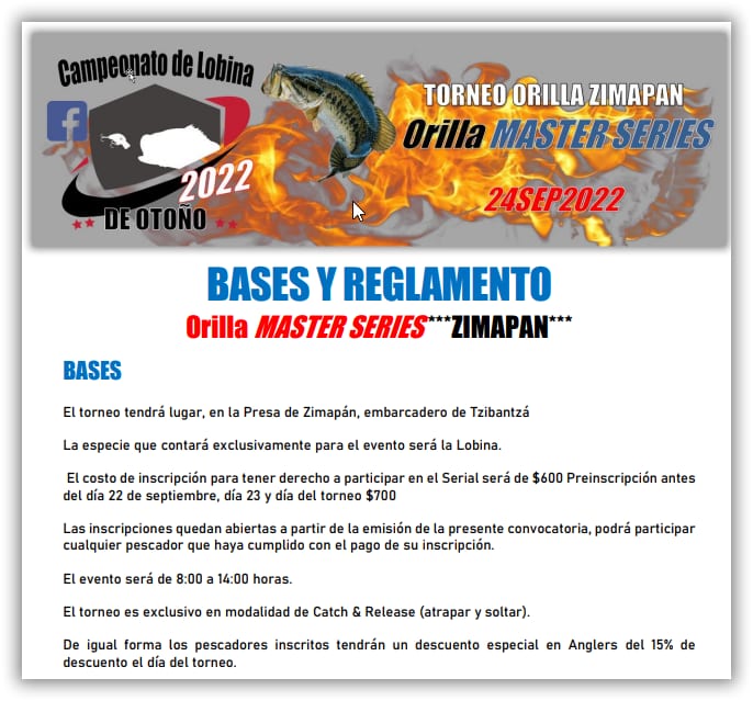 CAMPEONATO DE PESCA DE LOBINA DE OTOÑO 2022, PRESA ZIMAPAN