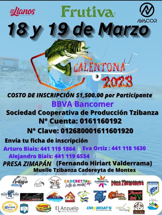 Torneo Calentona Tzibanza, Presa Zimapan 18 -19 Marzo 2023